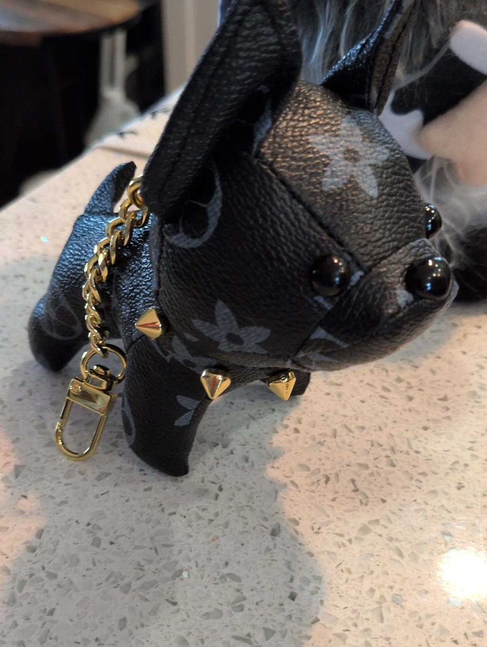 Designer-Style Black Dog Bag Charm Accessory